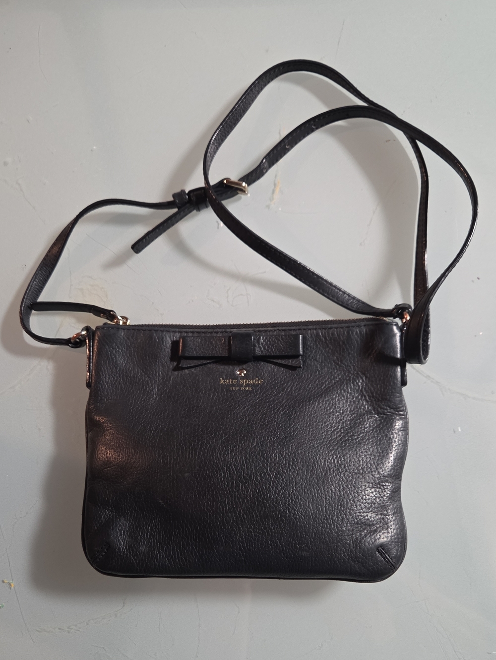 Kate Spade Black Leather Crossbody Bag with Bow